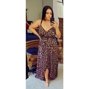 High low leopard print dress. Tried on NEVER WORN.